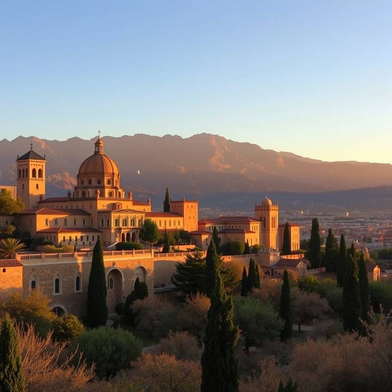 La Alhambra de Granada con Sierra Nevada al fondo.