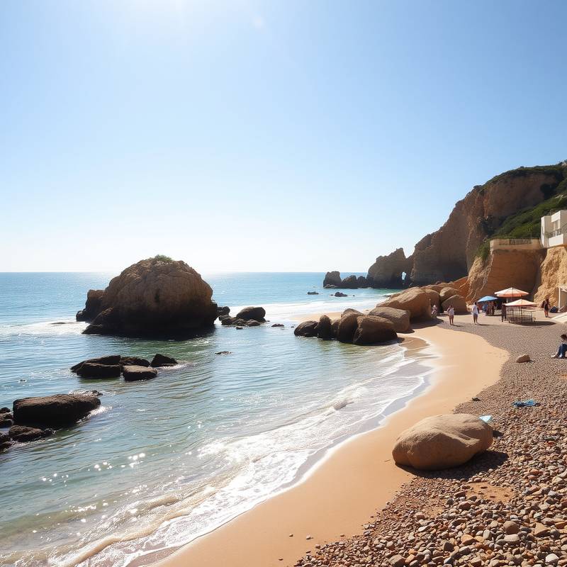 La playa de La Malagueta en Málaga, con el mar Mediterráneo de fondo.
