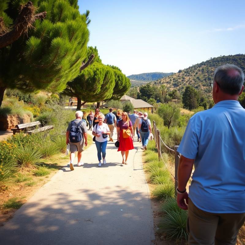 Turistas caminando por un sendero en un parque natural en España.