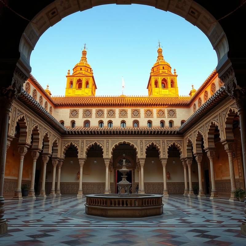 Una vista detallada de los intrincados detalles arquitectónicos de la Alhambra en Granada.